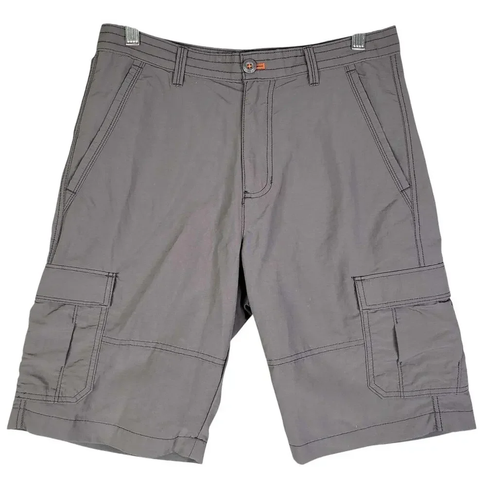 Eddie Bauer Shorts Men's Size 30 Gray Flat Front Hiking Nylon 10” Inseam